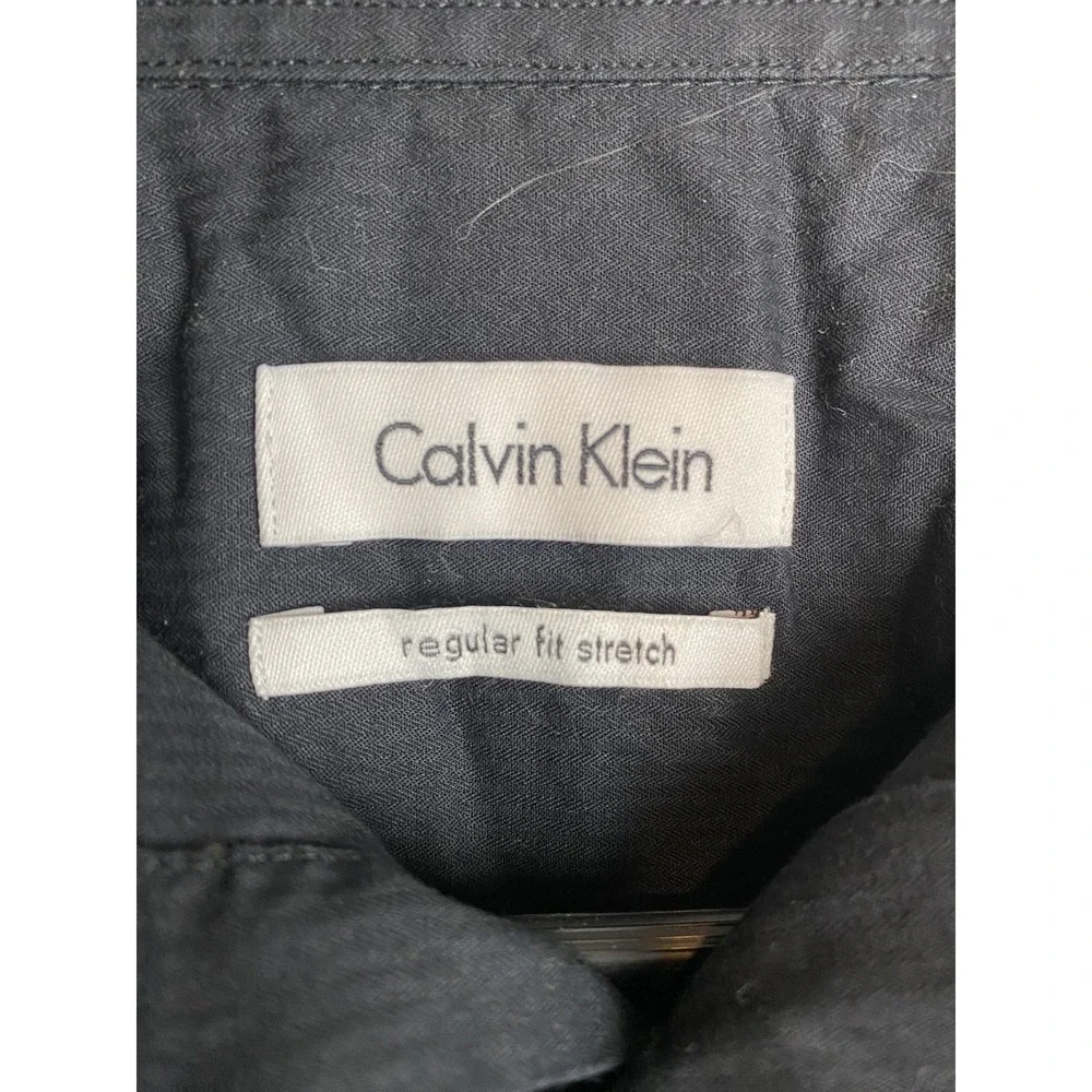 Calvin Klein Regular Fit Mens 16.5 Black Stretch Shirt